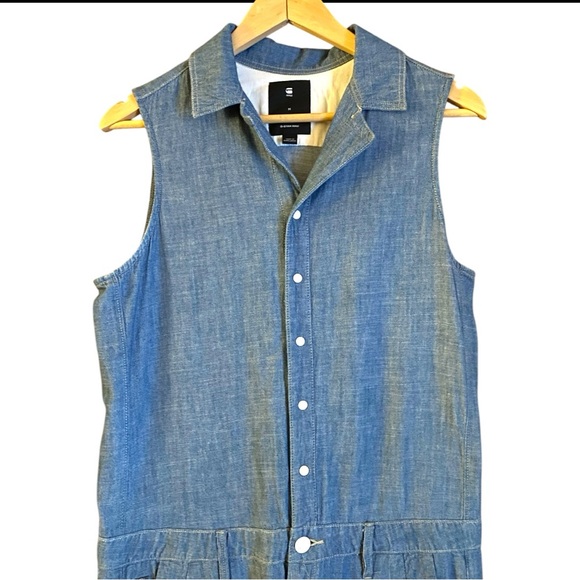 G-Star Raw Bronson Boyfriend Chambray Denim Sleeveless Jumpsuit Size Medium - Picture 5 of 10